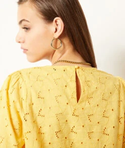 T-Shirt Mit Kurzen Ärmeln Mit Stickereien SONNENGELB -Etam Verkäufe 653996454 b