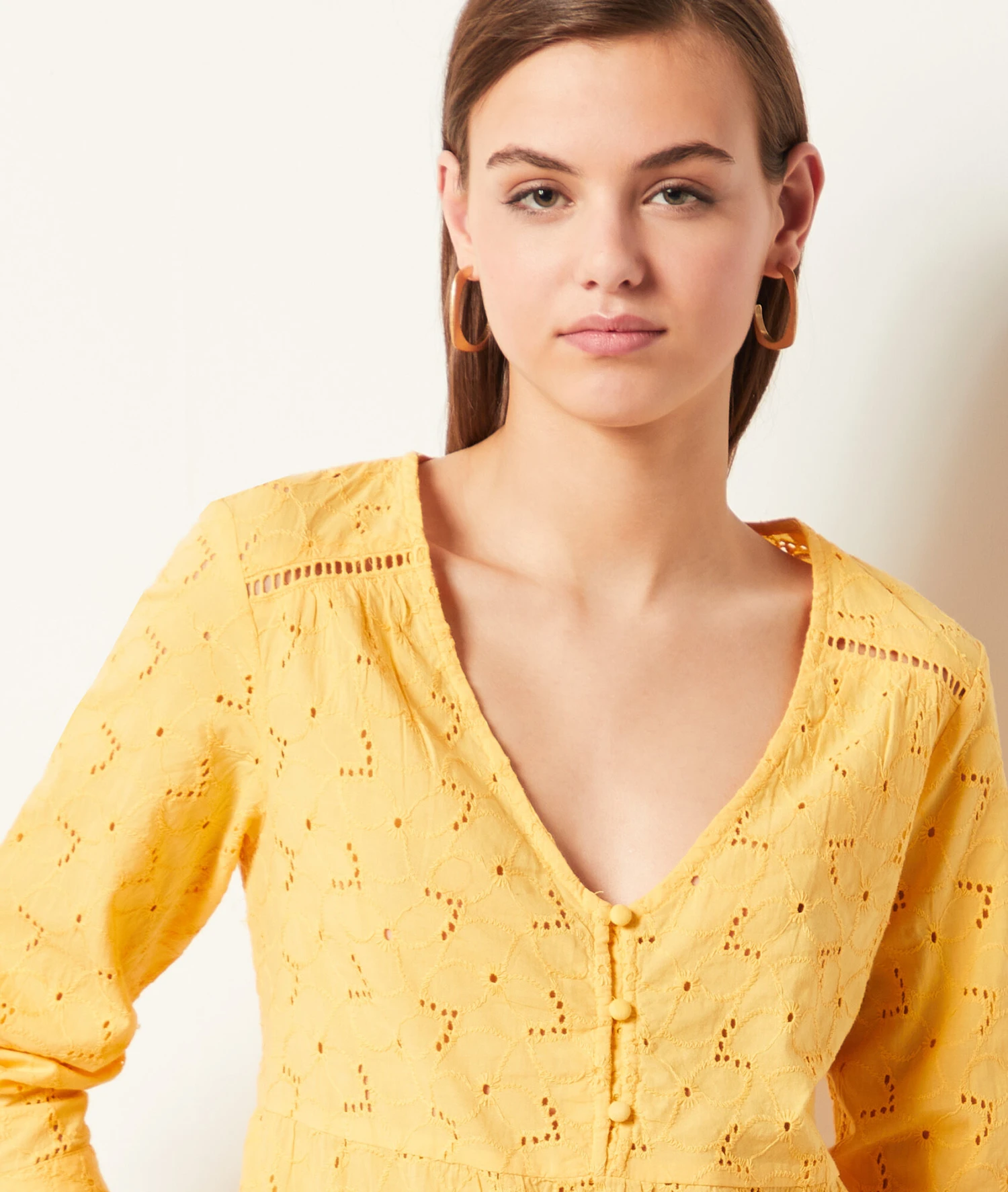 Bluse Mit Stickereien, 100 % Baumwolle SONNENGELB 4 Bluse Mit Stickereien, 100 % Baumwolle SONNENGELB – Bild 4