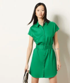 Kleid Mit Gürtel NILGRÜN