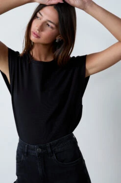 T-Shirt Mit Rundem Ausschnitt Aus 100 % Bio-Baumwolle SCHWARZ