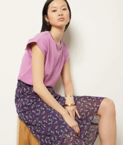 T-Shirt Mit Rundem Ausschnitt, 100 % Baumwolle FLIEDER -Etam Verkäufe 654000110 b