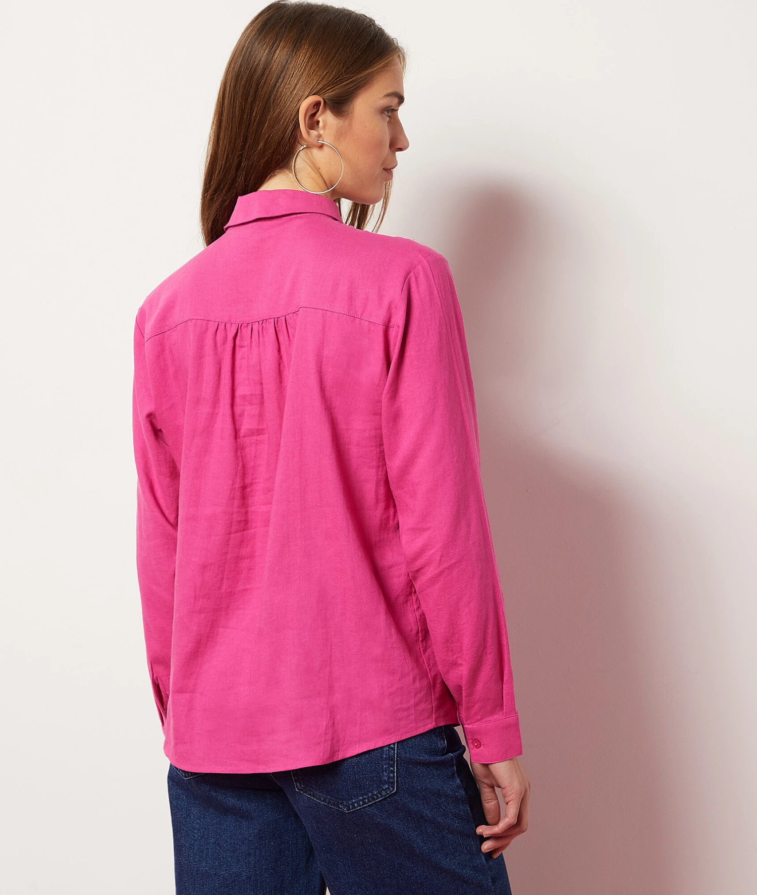 Hemdbluse Aus Leinenmischgewebe FUCHSIA 2 Hemdbluse Aus Leinenmischgewebe FUCHSIA – Bild 2