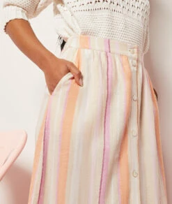 Solo Langer Rock Aus Leinenmischgewebe KORALLE -Etam Verkäufe 654004063 b