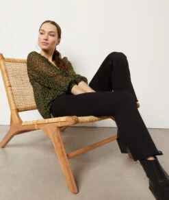 Transparente Bluse Mit Print SCHWARZ