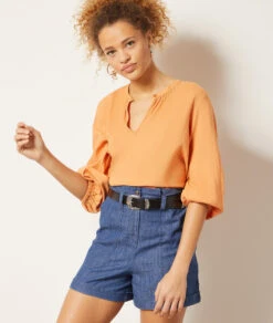 Solar Bluse Aus Leinenmischgewebe BUTTERBLUME