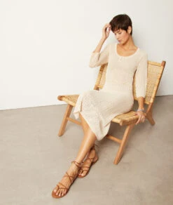 Langes Kleid Aus Durchbrochenem Strick ECRU -Etam Verkäufe 654005880 6