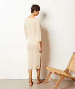 Langes Kleid Aus Durchbrochenem Strick ECRU -Etam Verkäufe 654005880 a