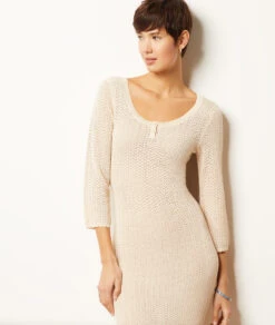 Langes Kleid Aus Durchbrochenem Strick ECRU -Etam Verkäufe 654005880 c