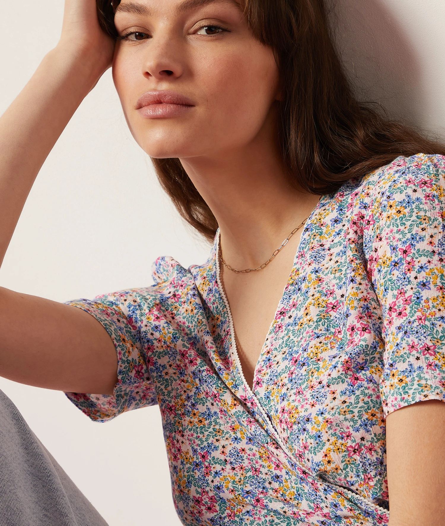 T-Shirt In Wickelform BLAU GRÜN 4 T-Shirt In Wickelform BLAU GRÜN – Bild 4