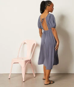 Langes Kleid Mit Freiem Rücken BLAUGRAU 6 Langes Kleid Mit Freiem Rücken BLAUGRAU -Etam Verkäufe 654007221 a