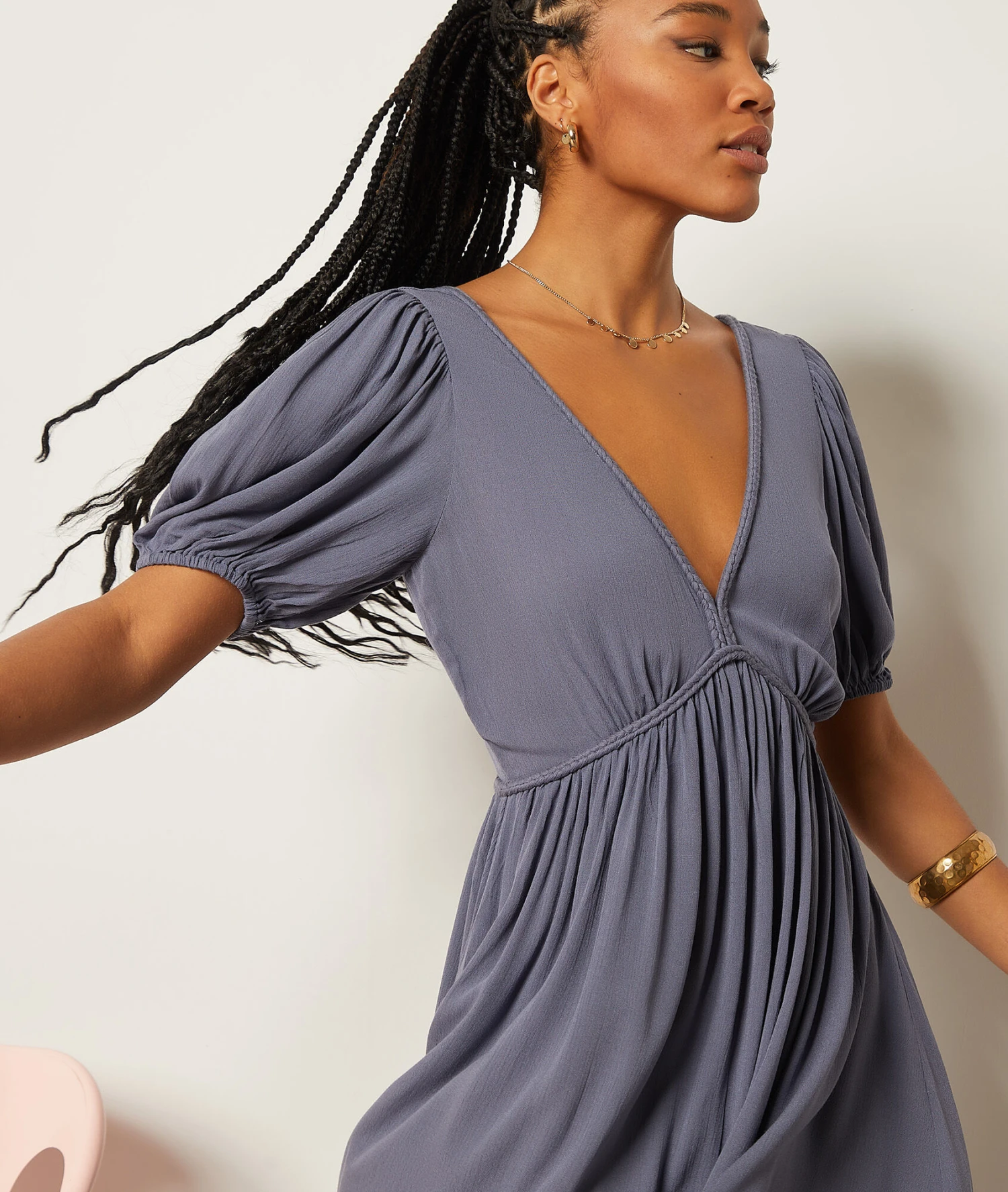 Langes Kleid Mit Freiem Rücken BLAUGRAU 5 Langes Kleid Mit Freiem Rücken BLAUGRAU – Bild 5