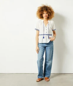 Bluse Mit Gestickten Details WEIß -Etam Verkäufe 654009701 6