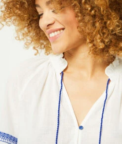 Bluse Mit Gestickten Details WEIß -Etam Verkäufe 654009701 b