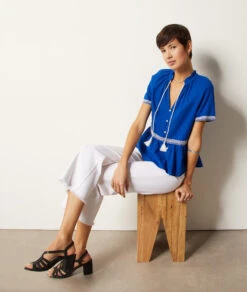 Bluse Mit Stickereien, 100 % Baumwolle KÖNIGSBLAU -Etam Verkäufe 654009723 c