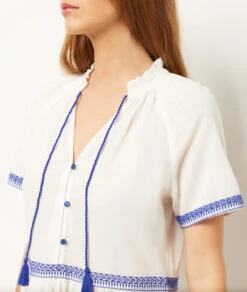 Kleid Mit Gestickten Details 100 % Baumwolle WEIß -Etam Verkäufe 654009801 b