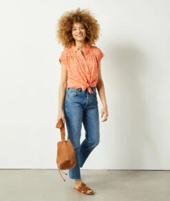 Costa Hemd Mit Kurzen Ärmeln Und Print TERRACOTTA