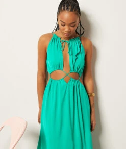 Langes, Asymmetrisches Kleid SMARAGDGRÜN -Etam Verkäufe 654012643 6