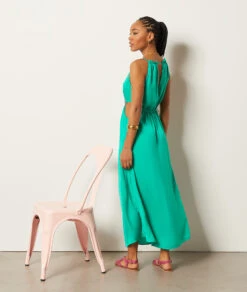 Langes, Asymmetrisches Kleid SMARAGDGRÜN -Etam Verkäufe 654012643 a