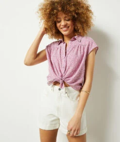 Hemd Mit Kurzen Ärmeln Und Print LILA