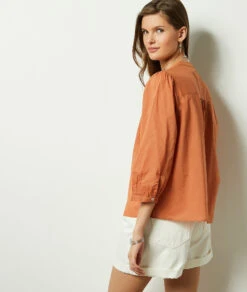 Hemdbluse Aus 100 % Baumwolle HENNA 6 Hemdbluse Aus 100 % Baumwolle HENNA -Etam Verkäufe 654015291 a