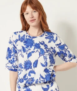 Kurzes Top, 100 % Baumwolle BLAU -Etam Verkäufe 654015839 c