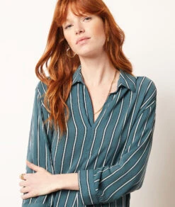 Gestreifte Hemdbluse GRÜN