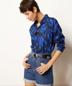 Hemd Mit Print, 100 % Baumwolle MARINEBLAU