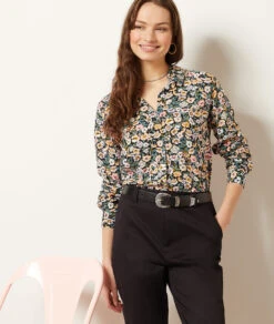 Hemdbluse Mit Floralem Print GRÜN