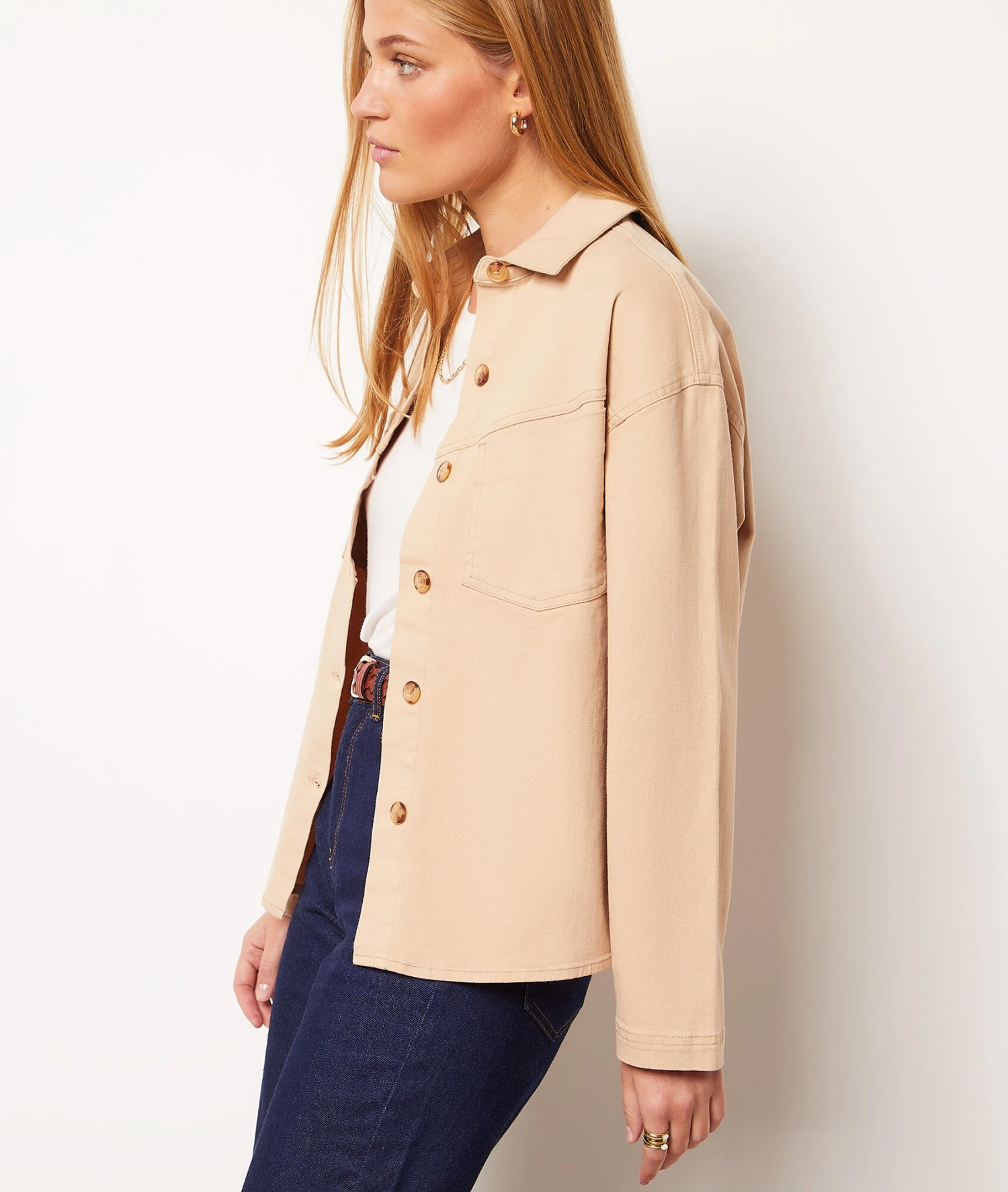 Jacke Aus Baumwollmischgewebe BEIGE 5 Jacke Aus Baumwollmischgewebe BEIGE – Bild 5