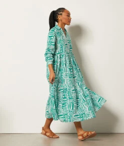 Langes Kleid Mit Print 100 % Baumwolle SMARAGDGRÜN -Etam Verkäufe 654021743 6