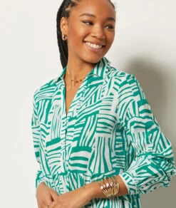 Langes Kleid Mit Print 100 % Baumwolle SMARAGDGRÜN -Etam Verkäufe 654021743 b