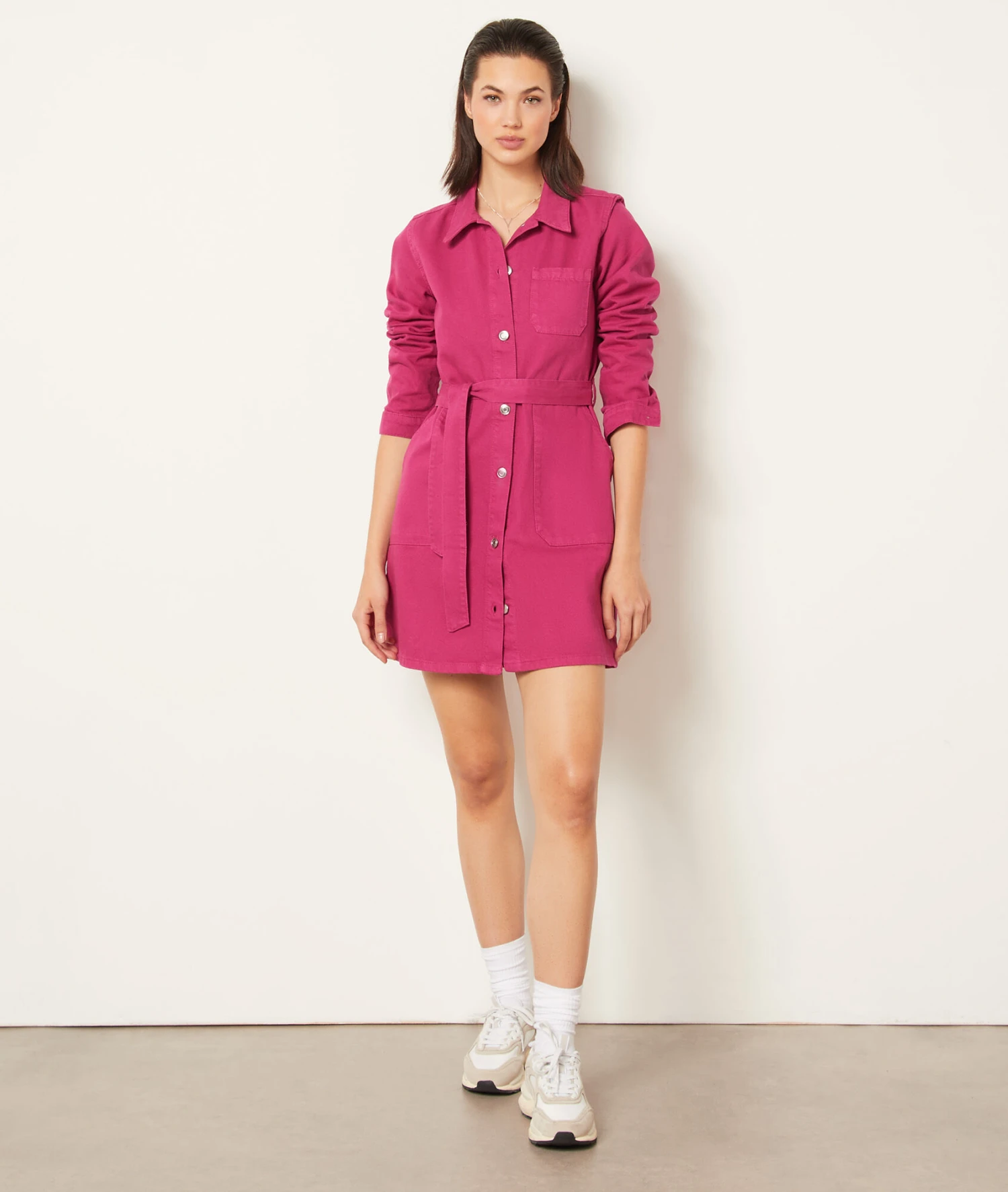 Jeanskleid Zum Binden FUCHSIA 3 Jeanskleid Zum Binden FUCHSIA – Bild 3