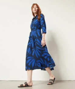 Langes Kleid Mit Bindegürtel MARINEBLAU -Etam Verkäufe 654026537 6