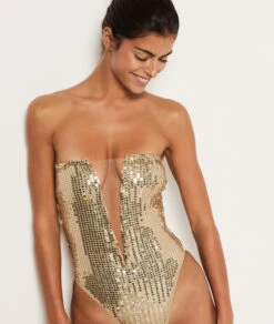 Body Mit Pailletten Und Tiefem Dekolleté GOLD -Etam Verkäufe 654026897 6