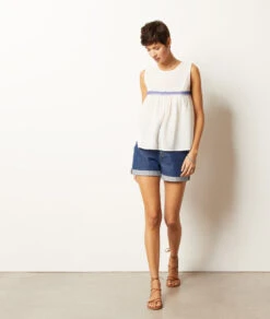 Top Mit Stickereien, 100 % Baumwolle WEIß 7 Top Mit Stickereien, 100 % Baumwolle WEIß -Etam Verkäufe 654027501 6