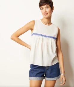 Top Mit Stickereien, 100 % Baumwolle WEIß 9 Top Mit Stickereien, 100 % Baumwolle WEIß -Etam Verkäufe 654027501 c