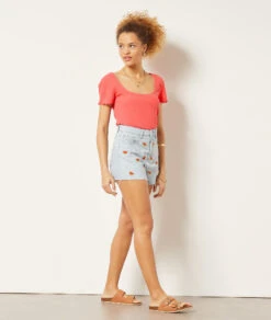 Clover Shorts Aus Jeansstoff Stickerei-Details, 100 % Baumwolle HIMMELBLAU 7 Clover Shorts Aus Jeansstoff Stickerei-Details, 100 % Baumwolle HIMMELBLAU -Etam Verkäufe 654032221 6