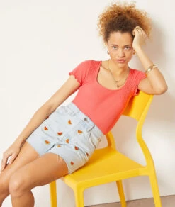 Clover Shorts Aus Jeansstoff Stickerei-Details, 100 % Baumwolle HIMMELBLAU 9 Clover Shorts Aus Jeansstoff Stickerei-Details, 100 % Baumwolle HIMMELBLAU -Etam Verkäufe 654032221 c