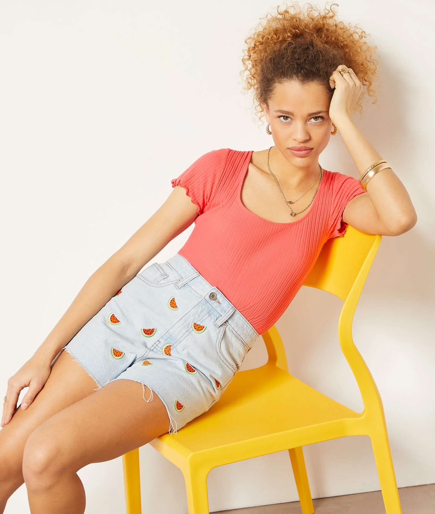 Clover Shorts Aus Jeansstoff Stickerei-Details, 100 % Baumwolle HIMMELBLAU 5 Clover Shorts Aus Jeansstoff Stickerei-Details, 100 % Baumwolle HIMMELBLAU – Bild 5