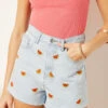 Clover Shorts Aus Jeansstoff Stickerei-Details, 100 % Baumwolle HIMMELBLAU -Etam Verkäufe 654032221 x