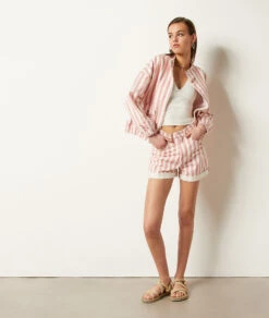 Gestreifte Jeansjacke, 100 % Baumwolle KORALLE -Etam Verkäufe 654035462 6