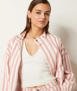 Gestreifte Jeansjacke, 100 % Baumwolle KORALLE -Etam Verkäufe 654035462 b