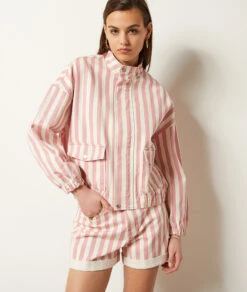 Gestreifte Jeansjacke, 100 % Baumwolle KORALLE -Etam Verkäufe 654035462 c