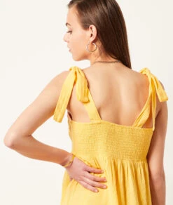 Kleid Mit Trägern Und Stickerei-Details GELB 10 Kleid Mit Trägern Und Stickerei-Details GELB -Etam Verkäufe 654037254 b