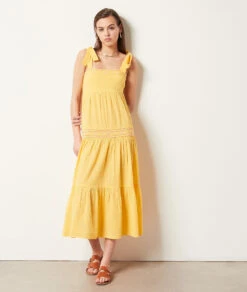 Kleid Mit Trägern Und Stickerei-Details GELB 11 Kleid Mit Trägern Und Stickerei-Details GELB -Etam Verkäufe 654037254 c