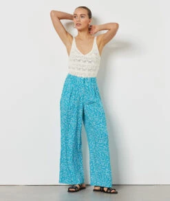 Fließende, Weit Geschnittene Hose TÜRKIS