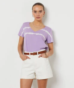 T-shirt Manches Courtes 100% Coton MAUVE -Etam Verkäufe 654044211 c