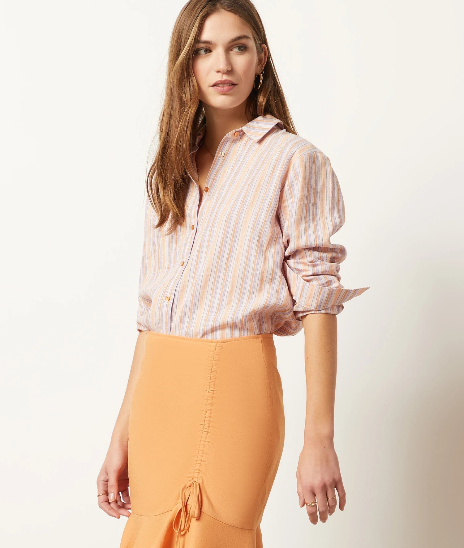 Hemdbluse Aus Leinenmischgewebe LILA 5 Hemdbluse Aus Leinenmischgewebe LILA – Bild 5