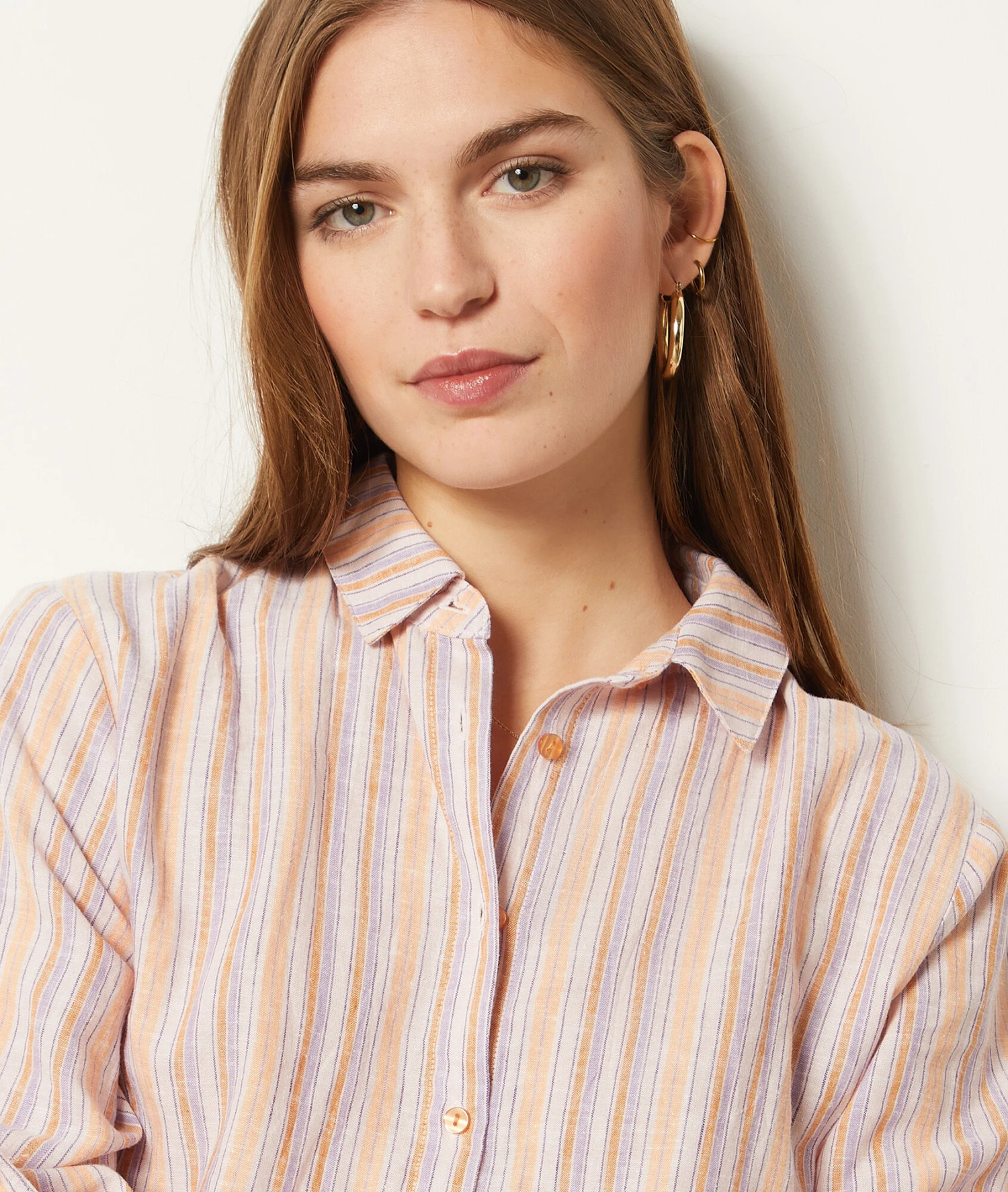 Hemdbluse Aus Leinenmischgewebe LILA 1 Hemdbluse Aus Leinenmischgewebe LILA