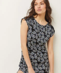 Komfortables Damen Nachthemd mit Print - Elegantes Schwarz